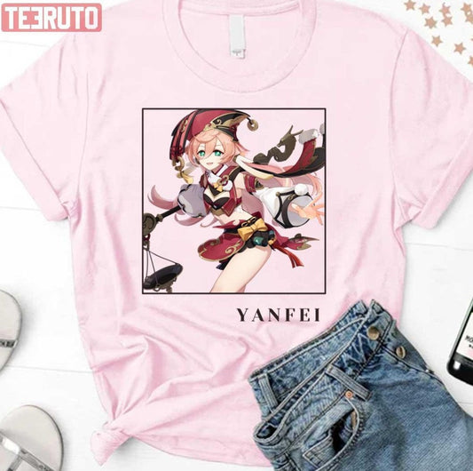 Animated Art Yanfei Genshin Impact Unisex T-Shirt - T-Shirt, Sweatshirt, Hoodie