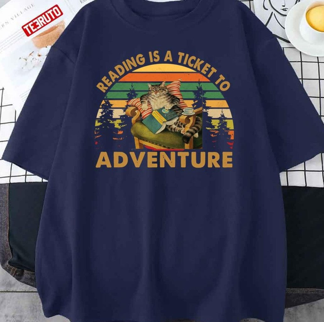 Reading Is A Ticket To Adventure Vintage Unisex T-Shirt - T-Shirt, Sweatshirt, Hoodie
