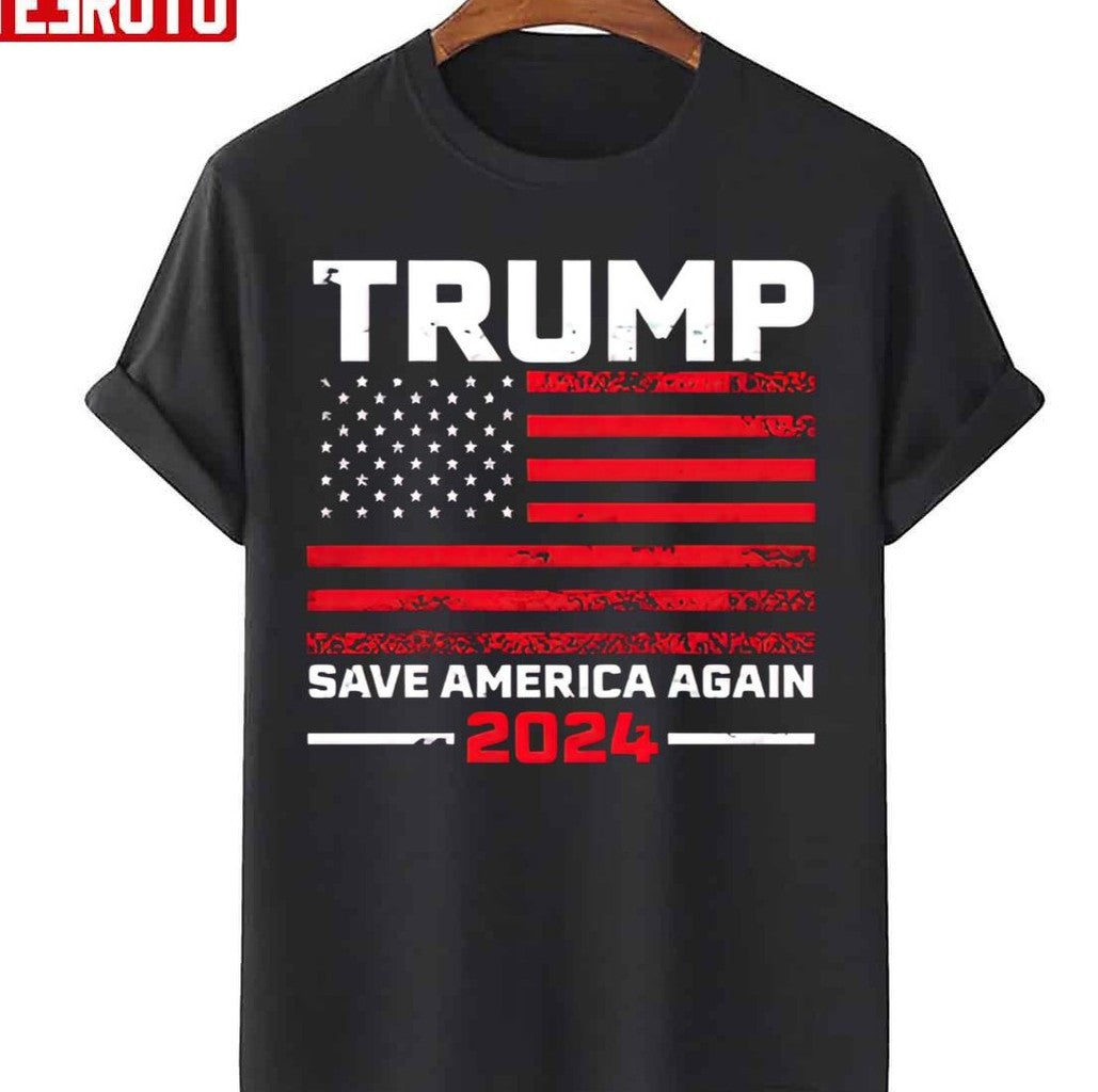 2024 Trump Save America Again Usa Flag Unisex T-Shirt - T-Shirt, Sweatshirt, Hoodie