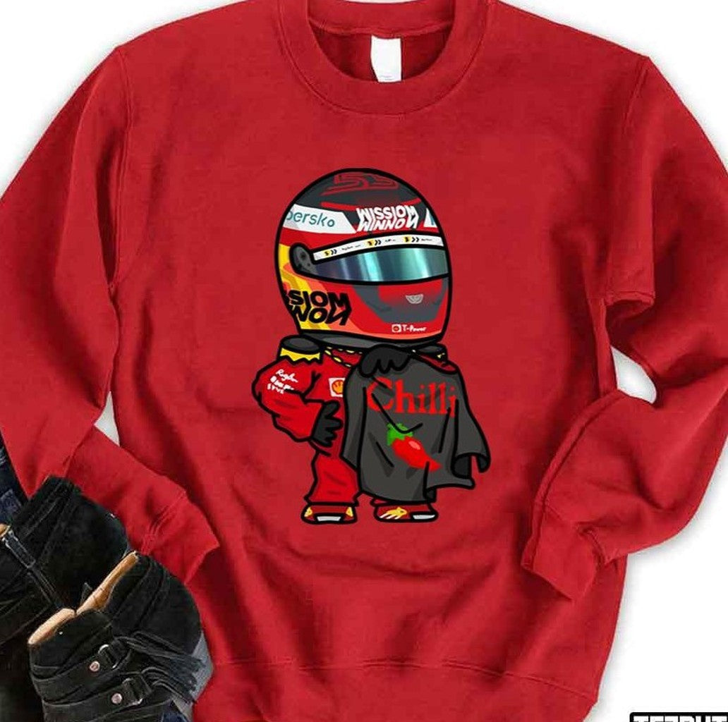 Red Chili Carlos Sainz Chibi Art Formula 1 Unisex Sweatshirt - T-Shirt, Sweatshirt, Hoodie