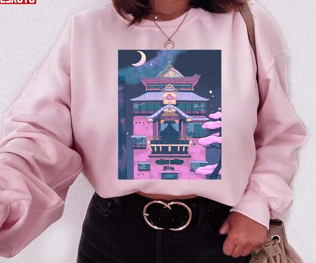 Night Bath House Spirited Away Japanese Aesthetic Unisex Sweatshirt - T-Shirt, Sweatshirt, Hoodie