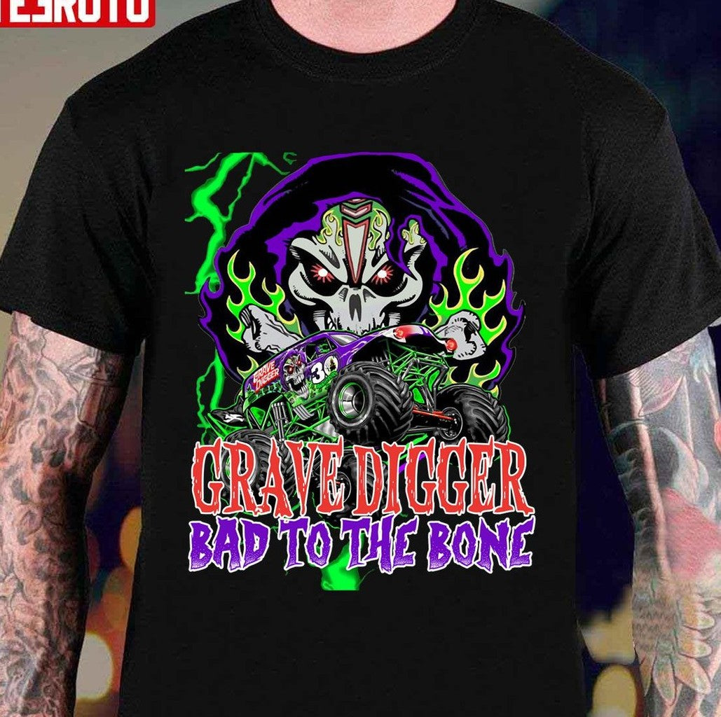 Monster Truck Grave Digger Bad To The Bone Monster Jam Grave Digger Unisex T-Shirt - T-Shirt, Sweatshirt, Hoodie