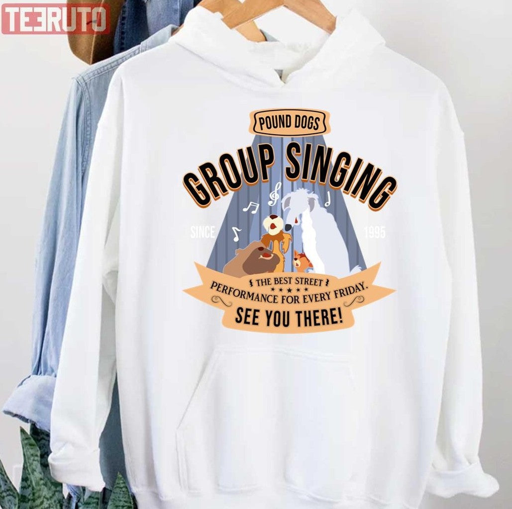 Pound Dogs Group Singing Lady And The Tramp Unisex Hoodie - T-Shirt, Sweatshirt, Hoodie