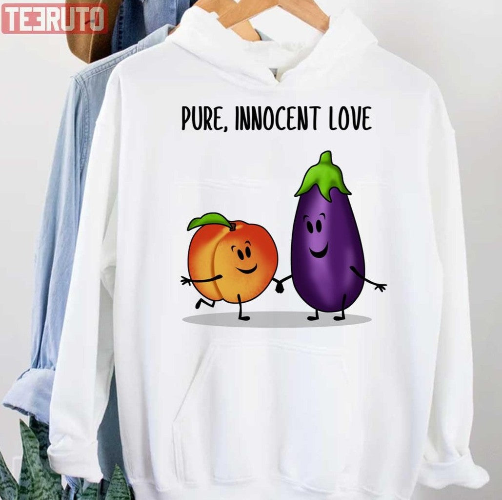 Pure Innocent Love Eggplant And Peach Unisex Hoodie - T-Shirt, Sweatshirt, Hoodie