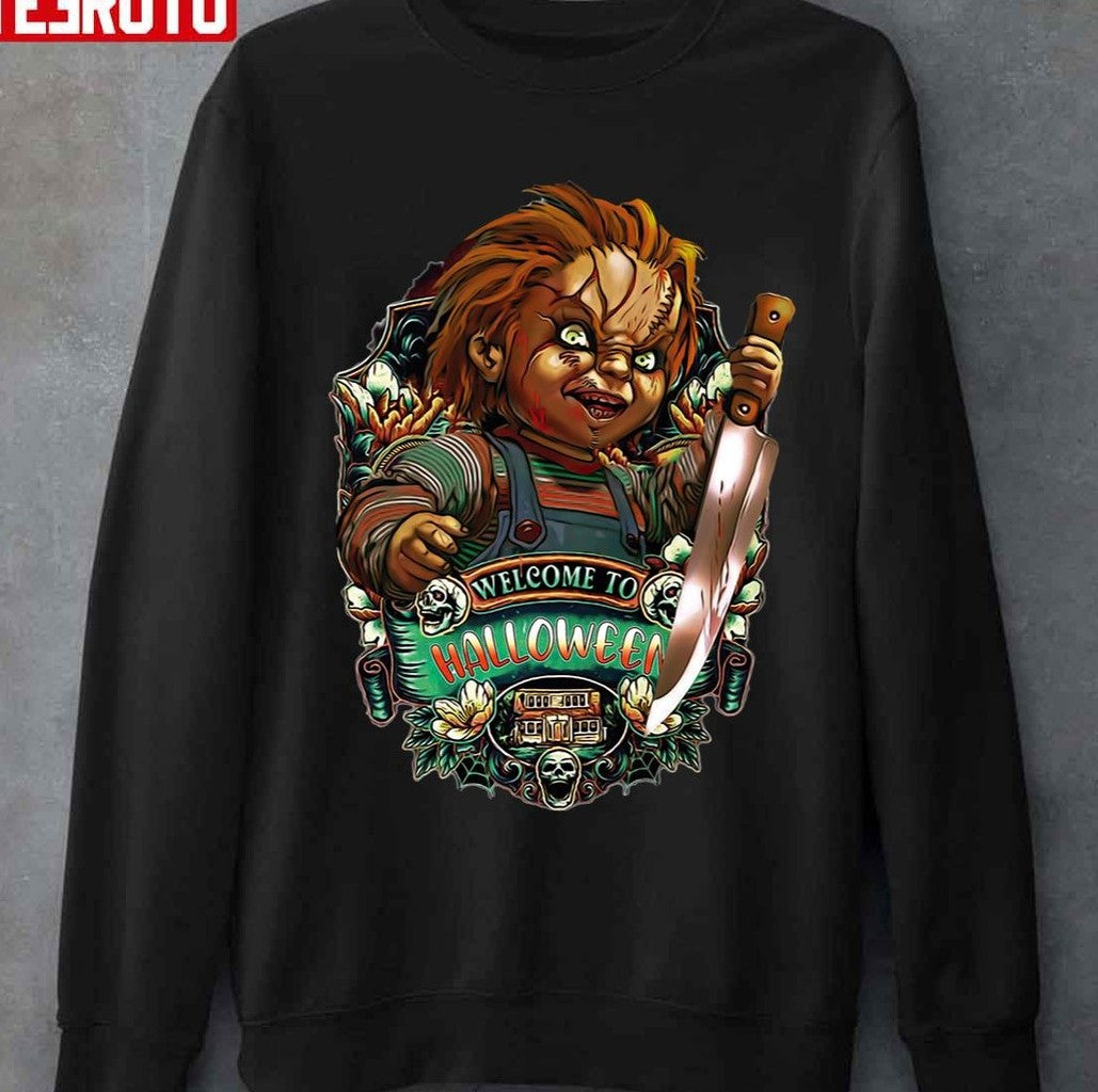 Oldschool Chucky Welcome To Halloween Unisex Sweatshirt - T-Shirt, Sweatshirt, Hoodie