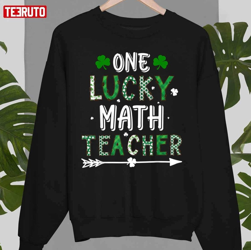 One Lucky Math Teacher St Patricks Day Buffalo Plaid Unisex Sweatshirt - T-Shirt, Sweatshirt, Hoodie