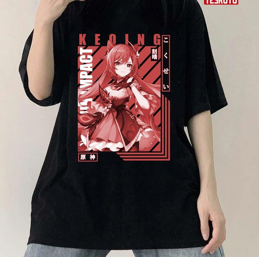 Anime Style Keqing Genshin Impact Essential Art Unisex T-Shirt - T-Shirt, Sweatshirt, Hoodie