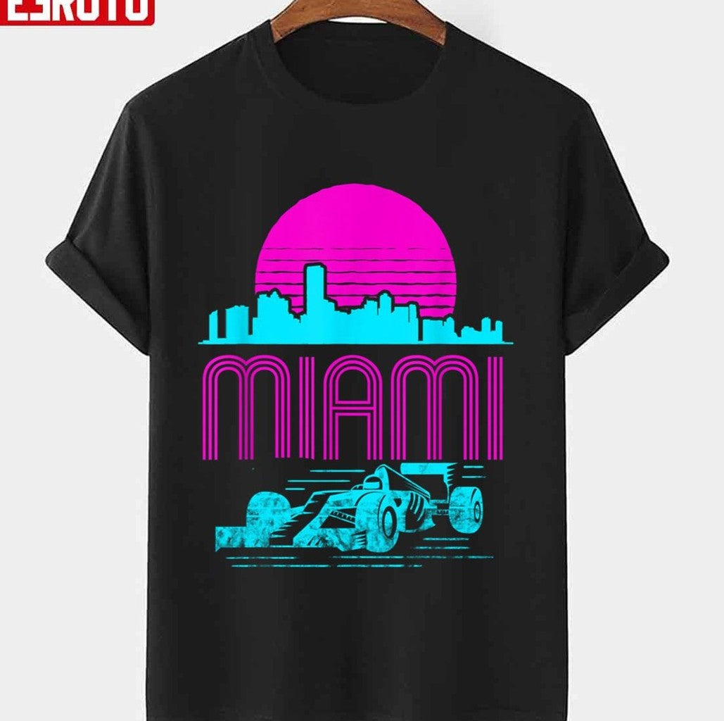 Racing Car Formula One Miami Grand Prix F1 Vintage Art Unisex T-Shirt - T-Shirt, Sweatshirt, Hoodie