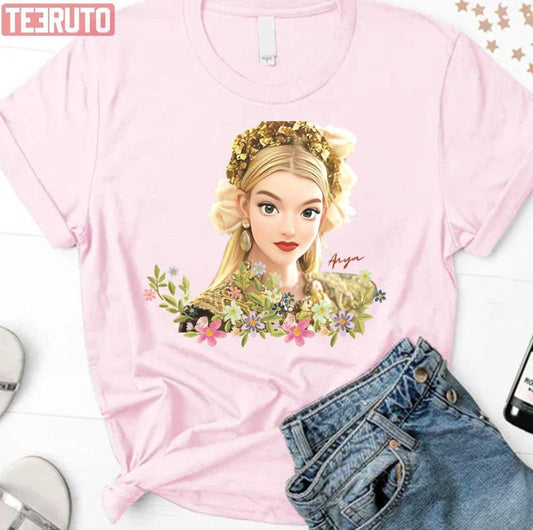 Anya Taylor-Joy With Flowers Fanart Unisex T-Shirt Unisex T-Shirt - T-Shirt, Sweatshirt, Hoodie