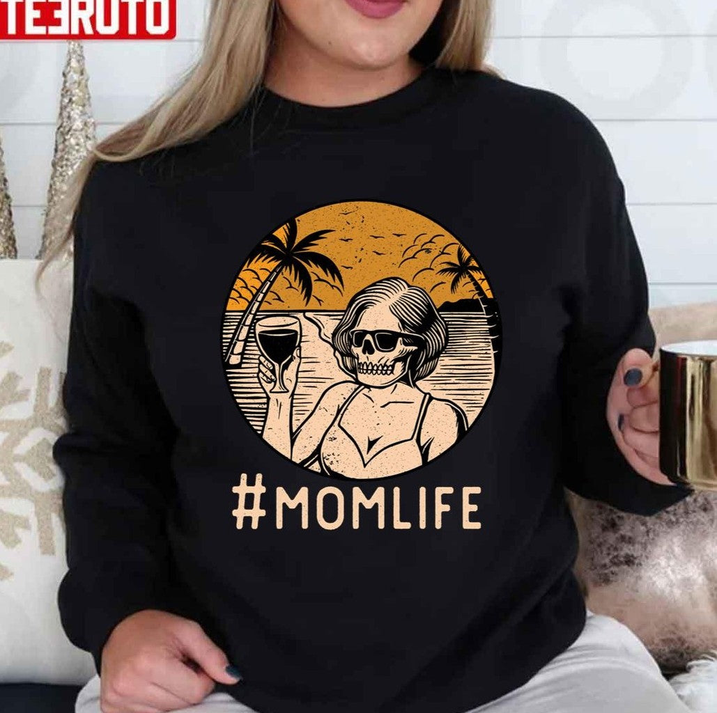 Mom Life Mother Skull On Beach Happy Mother's Day 2022 Unisex Sweatshirt - T-Shirt, Sweatshirt, Hoodie