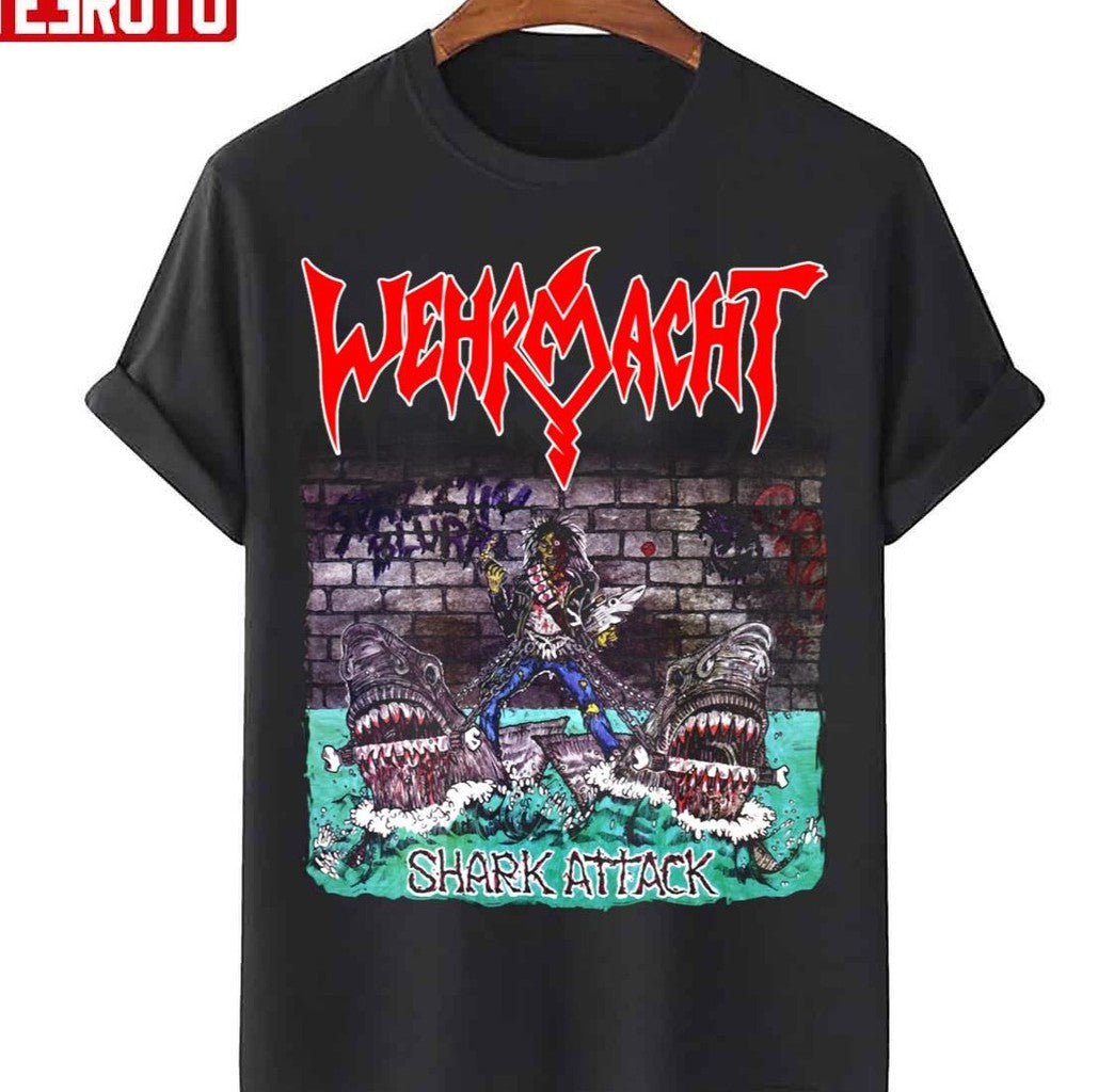 Shark Attack Wehrmacht Old School Thrash Metal Unisex T-Shirt - T-Shirt, Sweatshirt, Hoodie