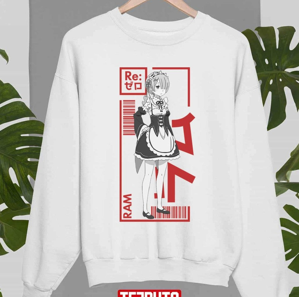 Oni Village Girl Ram Rezero Anime Typography Unisex Sweatshirt - T-Shirt, Sweatshirt, Hoodie