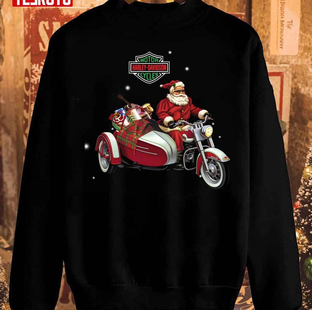 Santa Riding Harley Motorbike Christmas Unisex Sweatshirt - T-Shirt, Sweatshirt, Hoodie