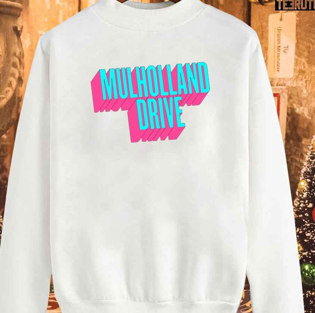 Mulholland Drive California 3d Neon Retro Sweatshirt - T-Shirt, Sweatshirt, Hoodie