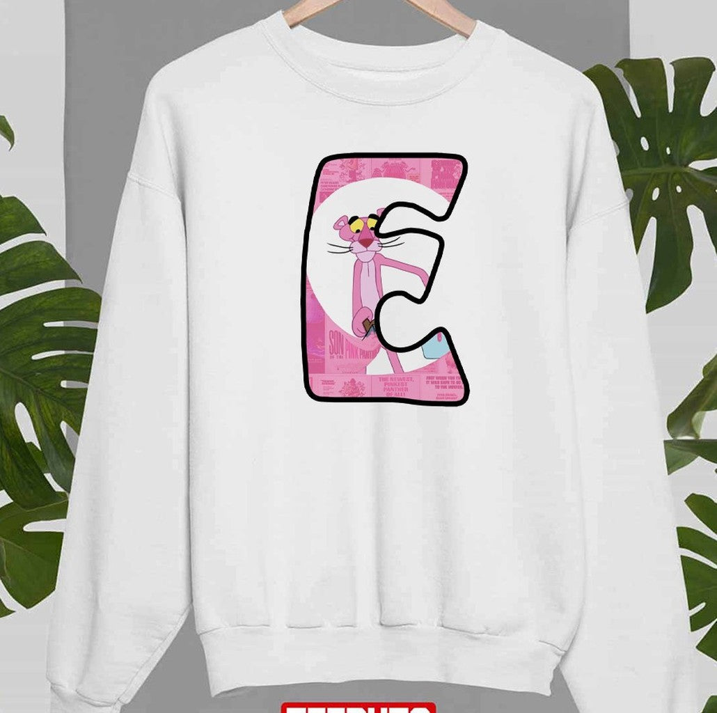 Pink Panther Design Letter E Unisex Sweatshirt - T-Shirt, Sweatshirt, Hoodie