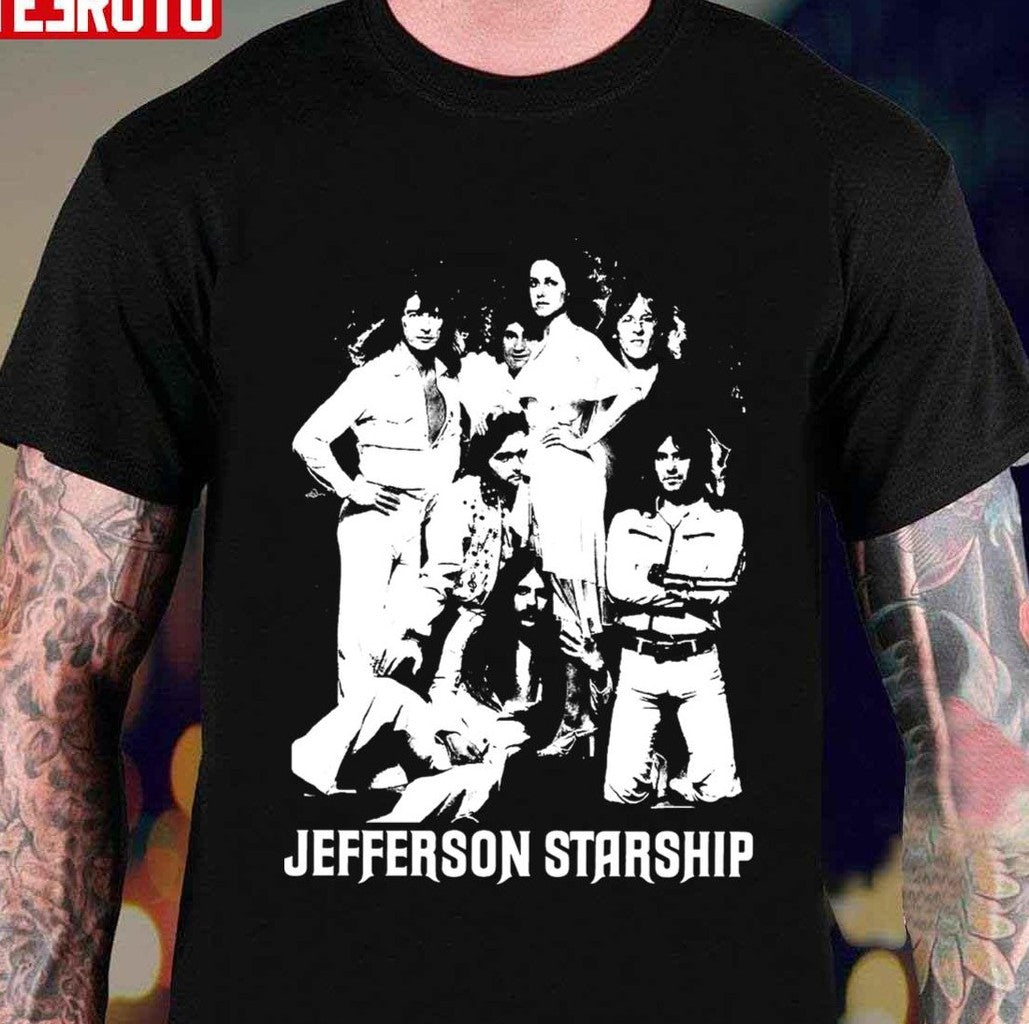 Picture Vintage American Music Band Jefferson Starship Bw Graphic Unisex T-Shirt - T-Shirt, Sweatshirt, Hoodie
