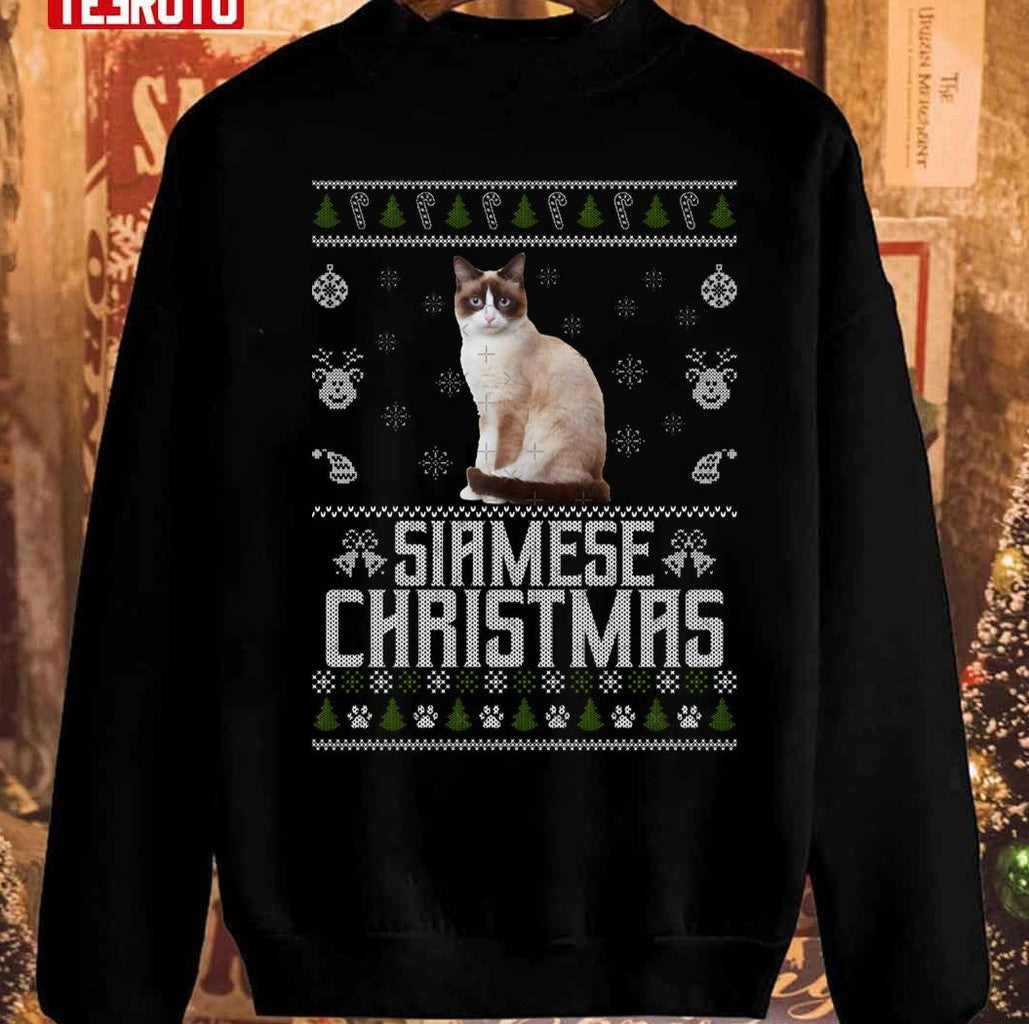 Siamese Christmas Festive Cat Breeds Unisex Sweatshirt - T-Shirt, Sweatshirt, Hoodie