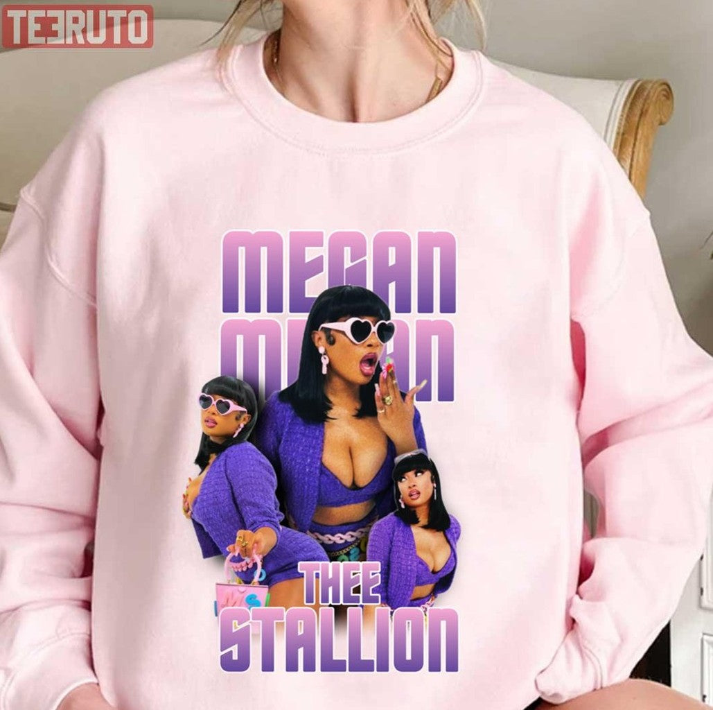 Sexy Rapper Megan Thee Stallion In Purple Retro Design Unisex Sweatshirt - T-Shirt, Sweatshirt, Hoodie