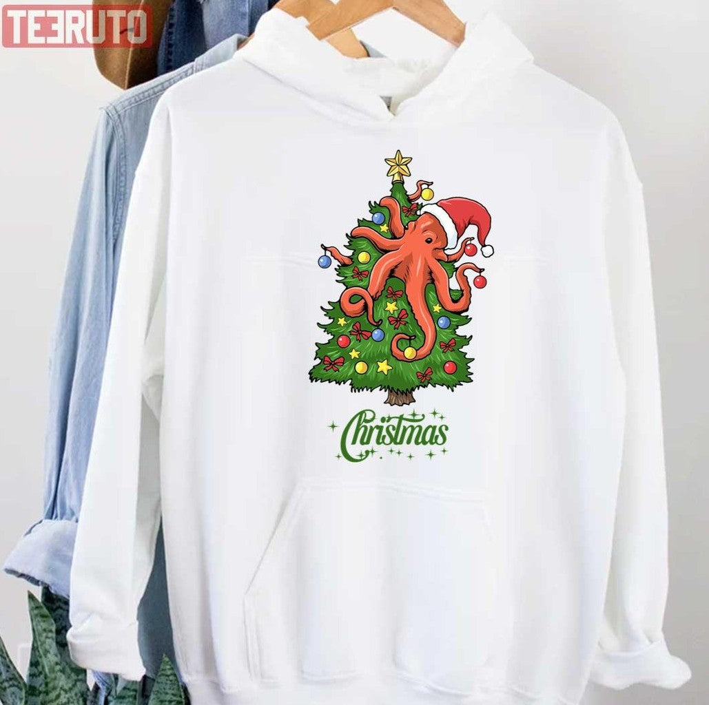 Santa Octopus Santa Animals Funny Unisex Hoodie - T-Shirt, Sweatshirt, Hoodie