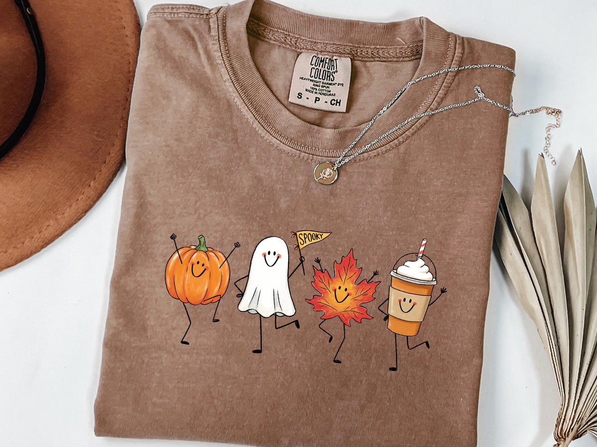 Autumn Halloween Fall Pumpkin Ghost Maple Leaf Spice - Adult & Kids T-Shirts, Sweatshirts & Hoodies apparel design preview 1