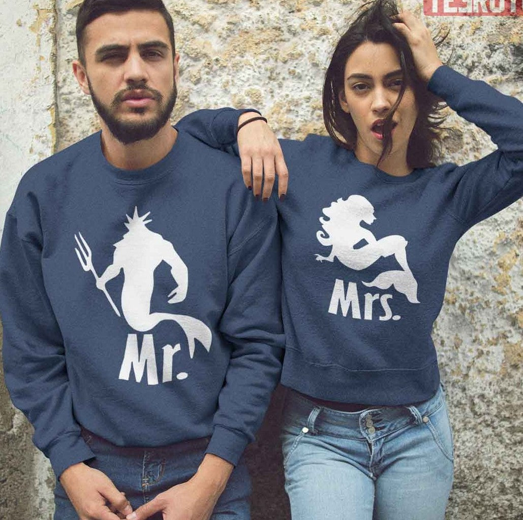 Mr And Mrs Mermaid Matching Couple Valentiine Unisex Sweatshirt - T-Shirt, Sweatshirt, Hoodie