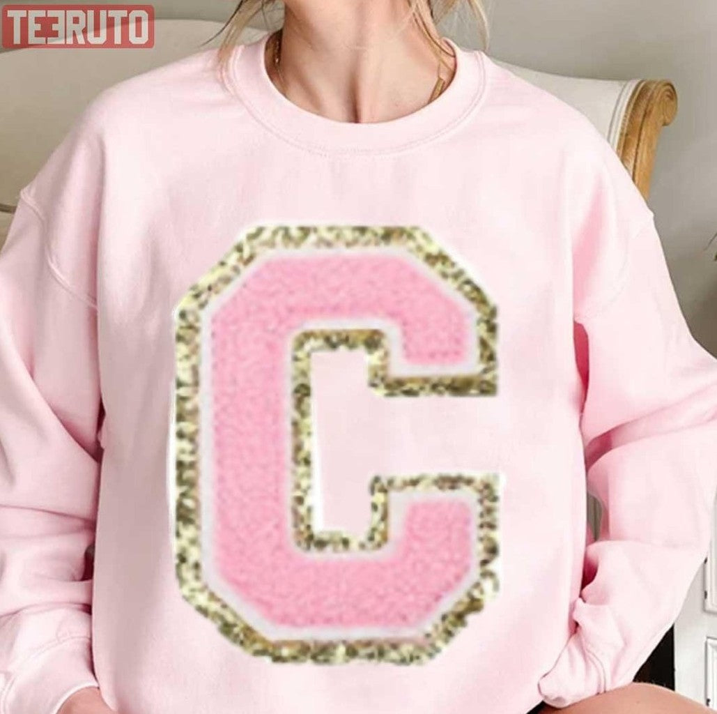 Preppy Pink Varsity Letter C Unisex Sweatshirt - T-Shirt, Sweatshirt, Hoodie