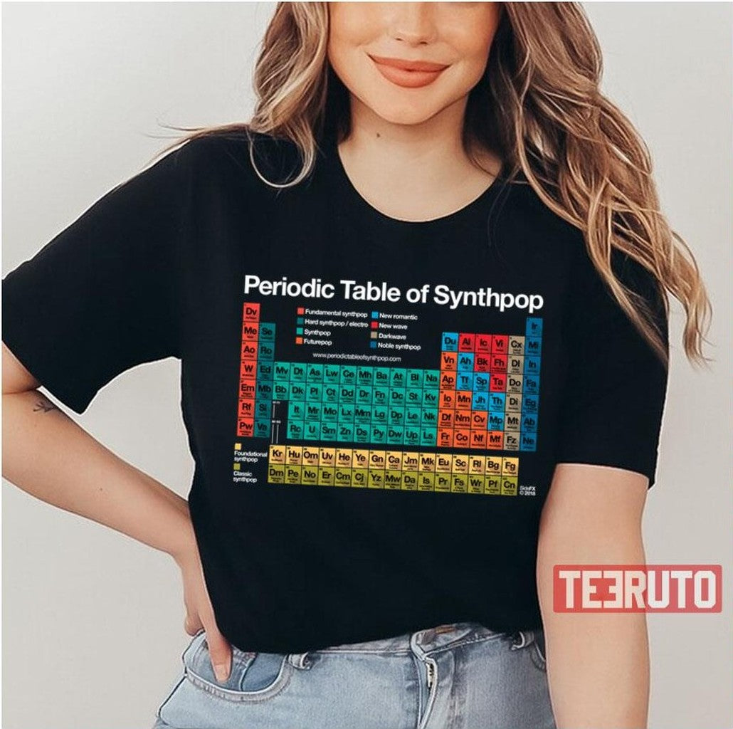 Periodic Table Of Synthpop Dark Background Unisex T-Shirt - T-Shirt, Sweatshirt, Hoodie