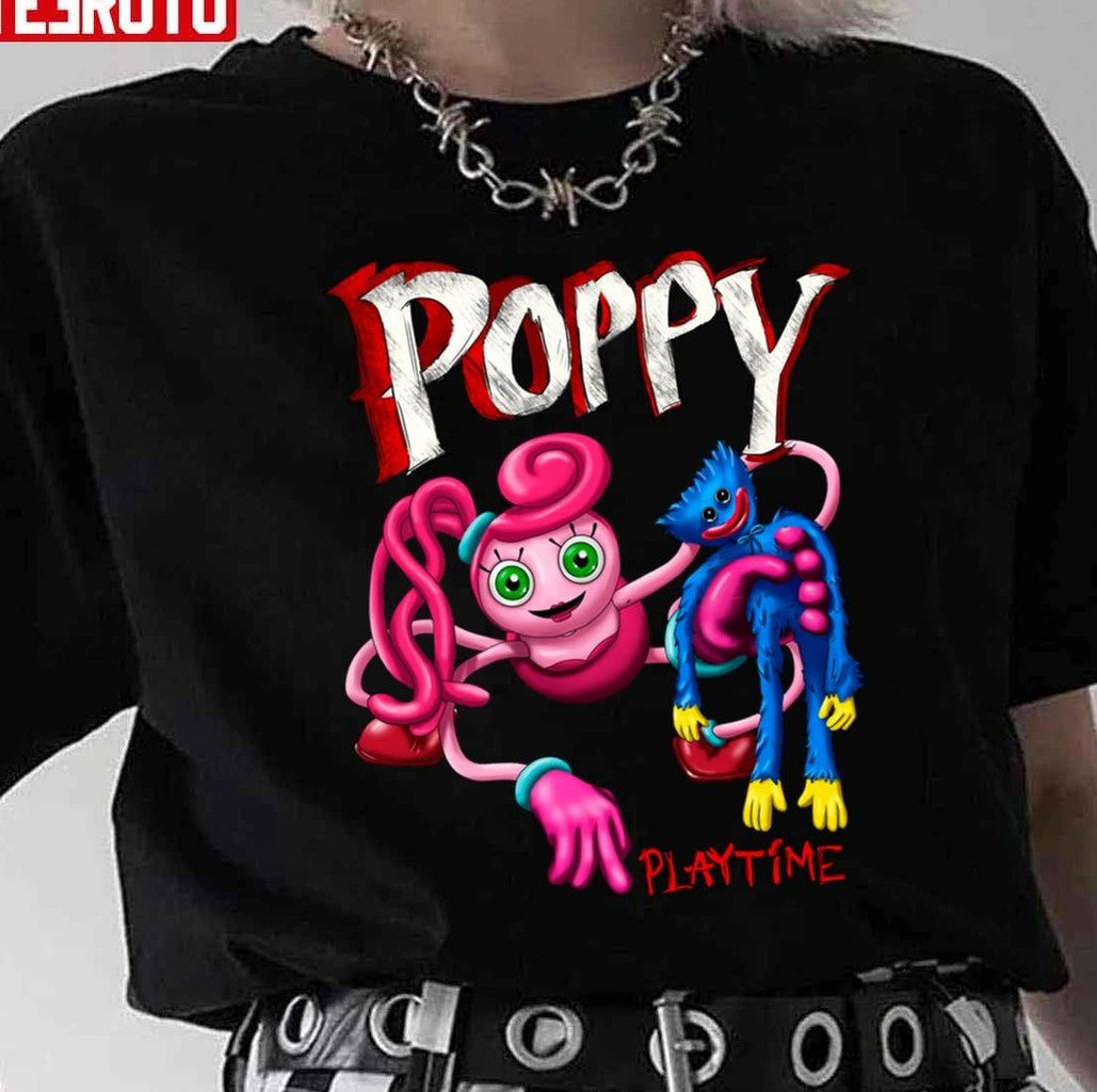 Poppy Playtime Mommy Long Legs And Huggy Wuggy Unisex T-Shirt - T-Shirt, Sweatshirt, Hoodie