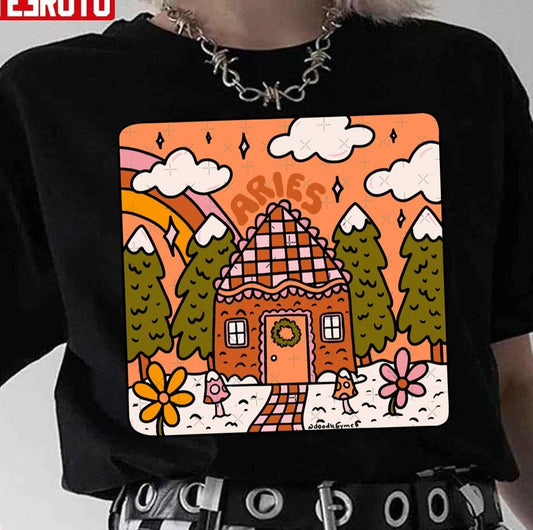 Aries Gingerbread House 2023 Christmas Unisex Sweatshirt - T-Shirt, Sweatshirt, Hoodie