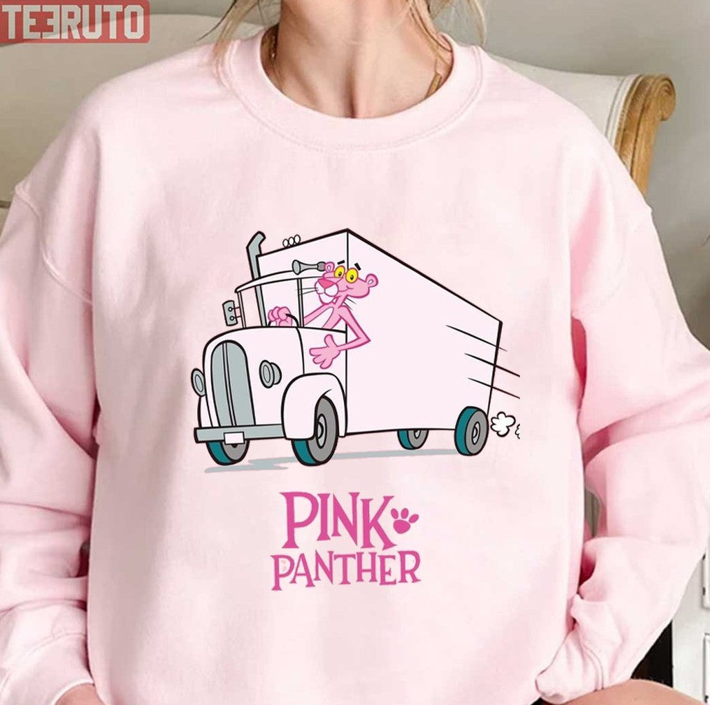 Pink Panther Driving A Truck Funny Cartoon Unisex Sweatshirt - T-Shirt, Sweatshirt, Hoodie