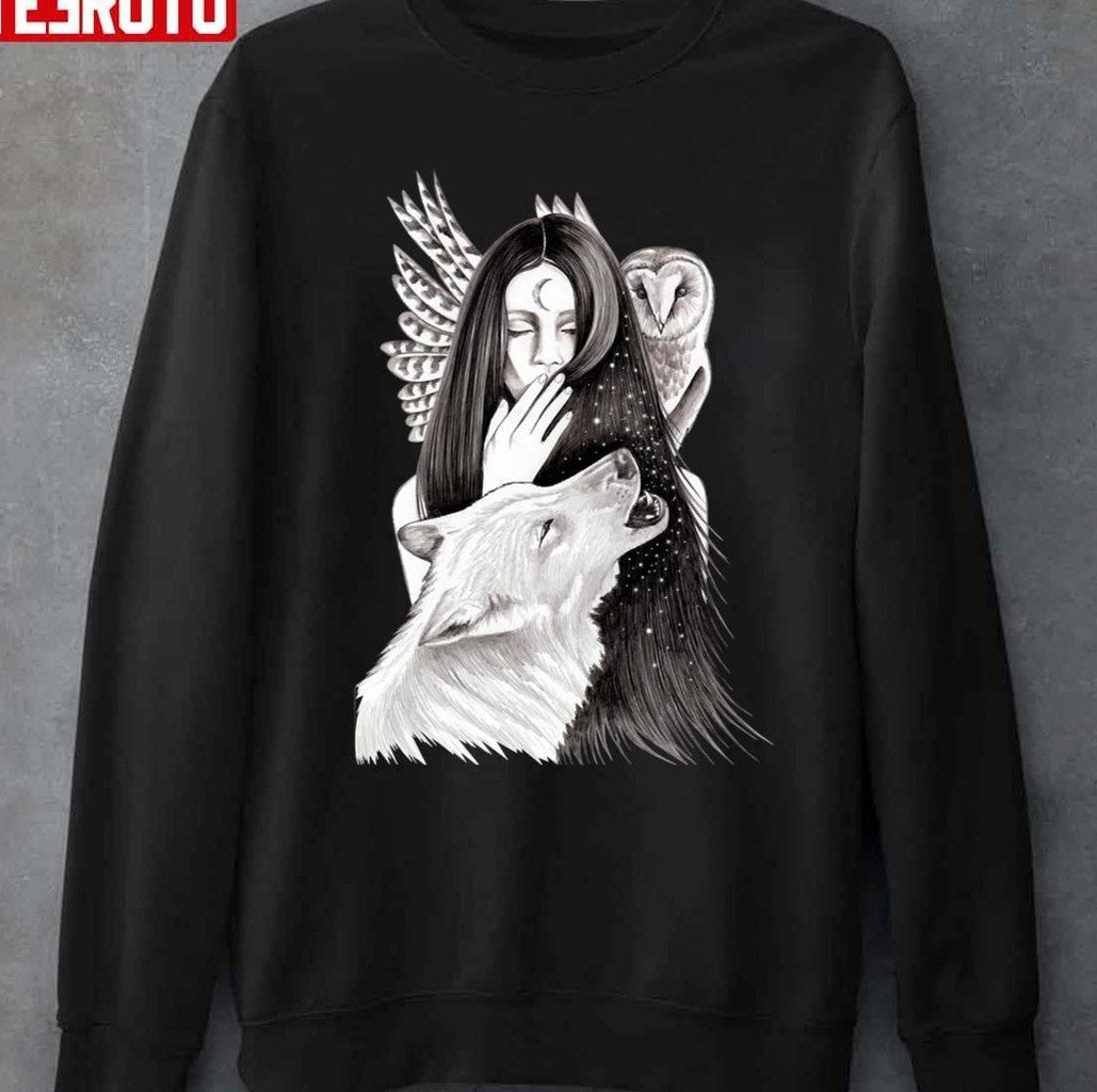 Ritual Wolf And Owl Unisex Sweatshirt - T-Shirt, Sweatshirt, Hoodie