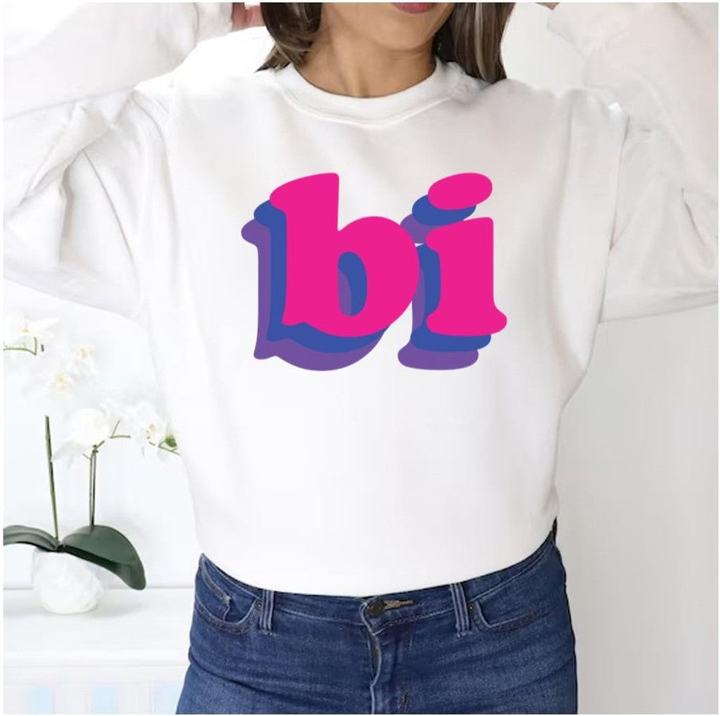 Pride Bi Text Design Bisexual Unisex Sweatshirt - T-Shirt, Sweatshirt, Hoodie