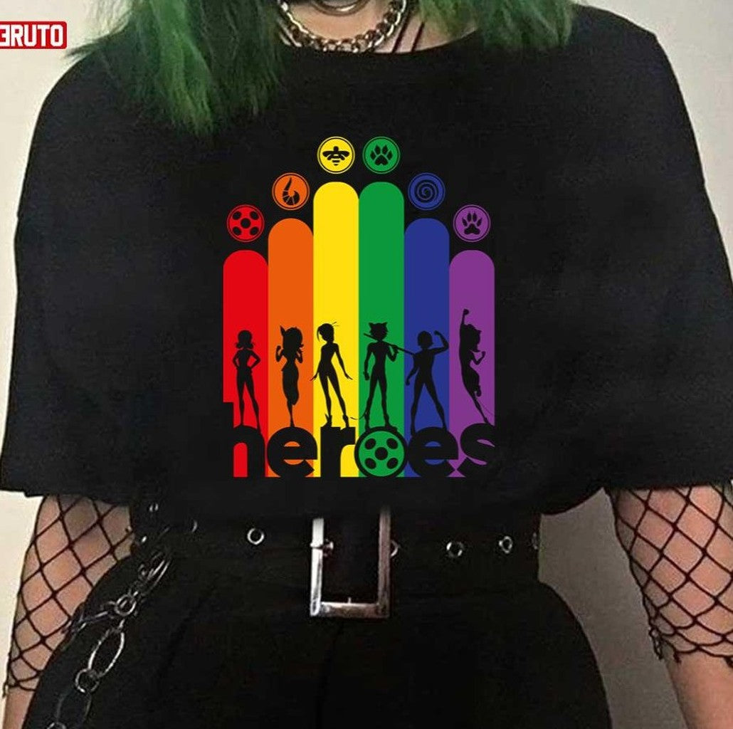 Rainbow Collection All Heroez Icons Miraculous Ladybug Unisex T-Shirt - T-Shirt, Sweatshirt, Hoodie