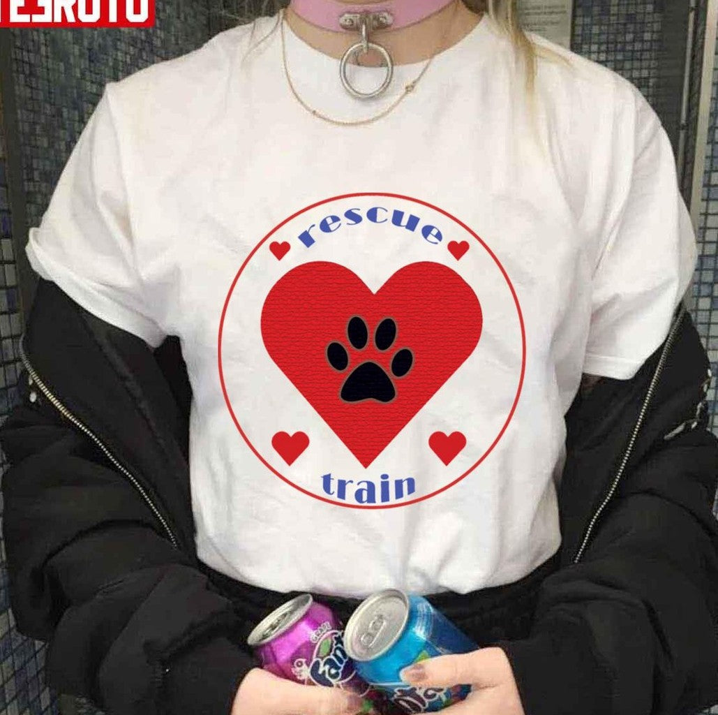 National Rescue Dog Day Rescued Dogs Rule Heart Design Unisex T-Shirt - T-Shirt, Sweatshirt, Hoodie