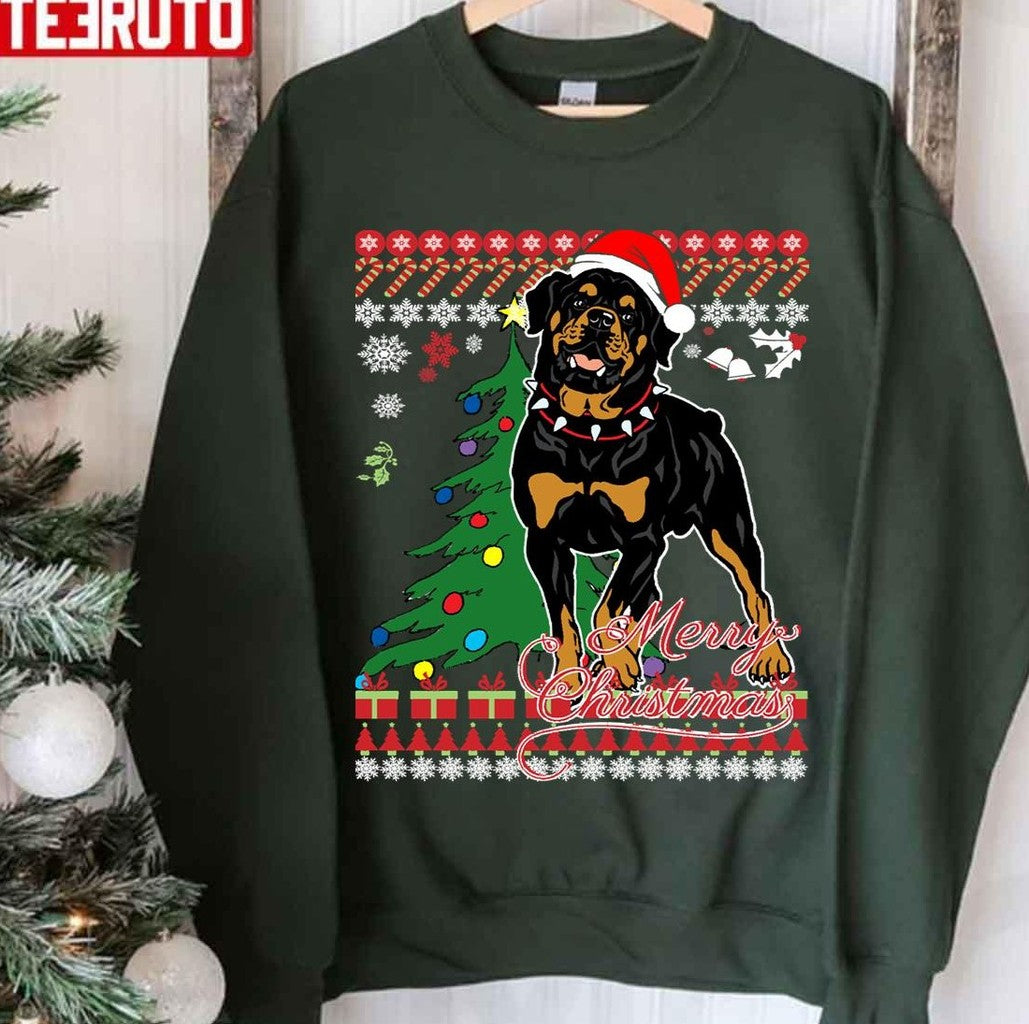 Rottweiler Dog Lover Xmas Ugly Xmas Style Unisex Sweatshirt - T-Shirt, Sweatshirt, Hoodie