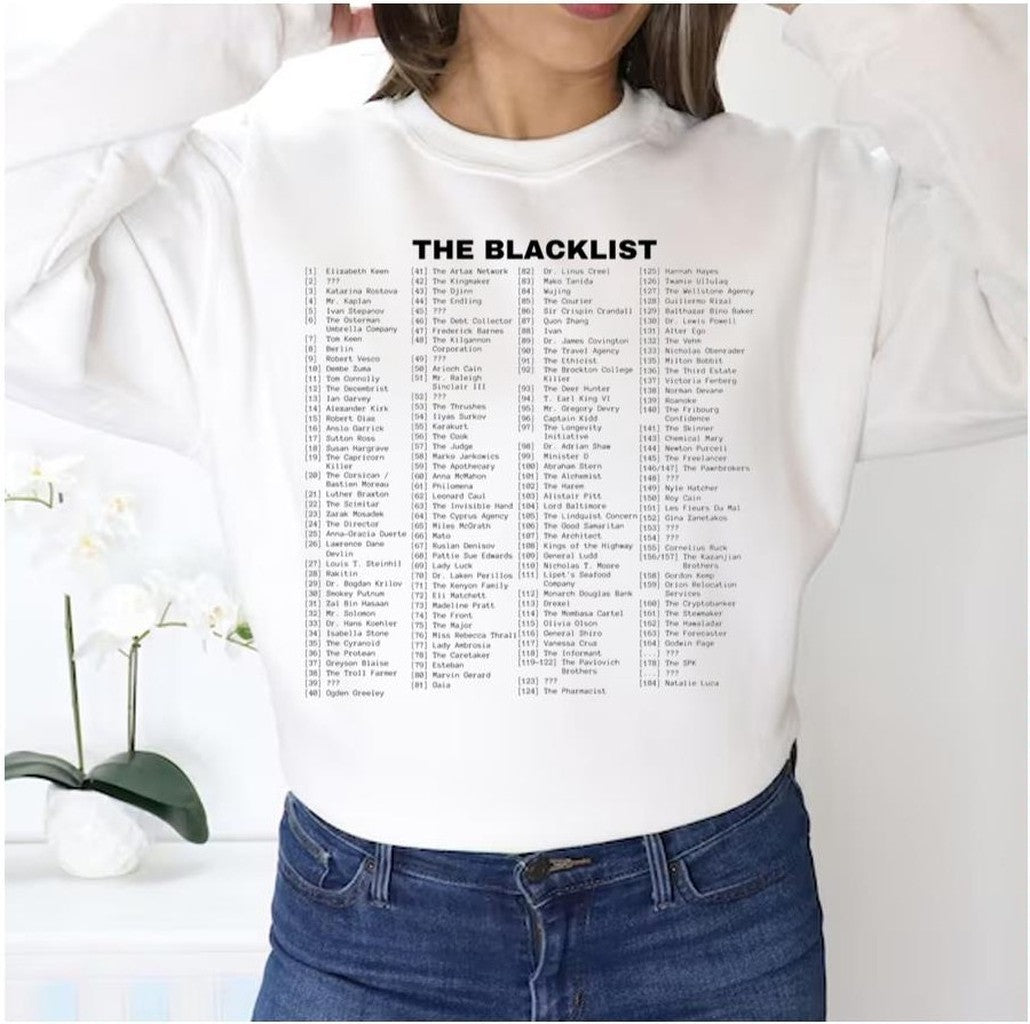 Names The Blacklist Seasons 1 8 Unisex Sweatshirt - T-Shirt, Sweatshirt, Hoodie