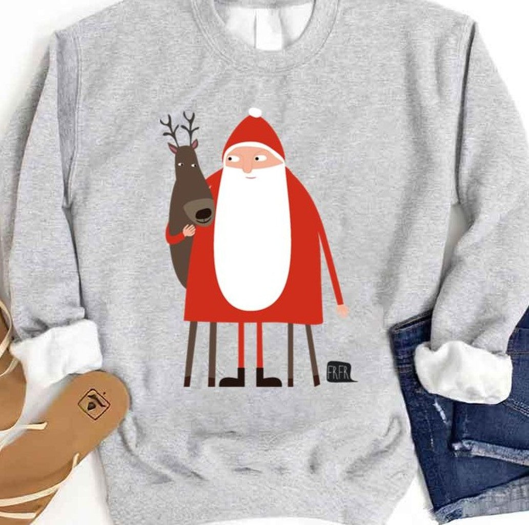 Santa And His Reindeer Weihnachtsmann Mit Rentier 2023 Sweatshirt - T-Shirt, Sweatshirt, Hoodie