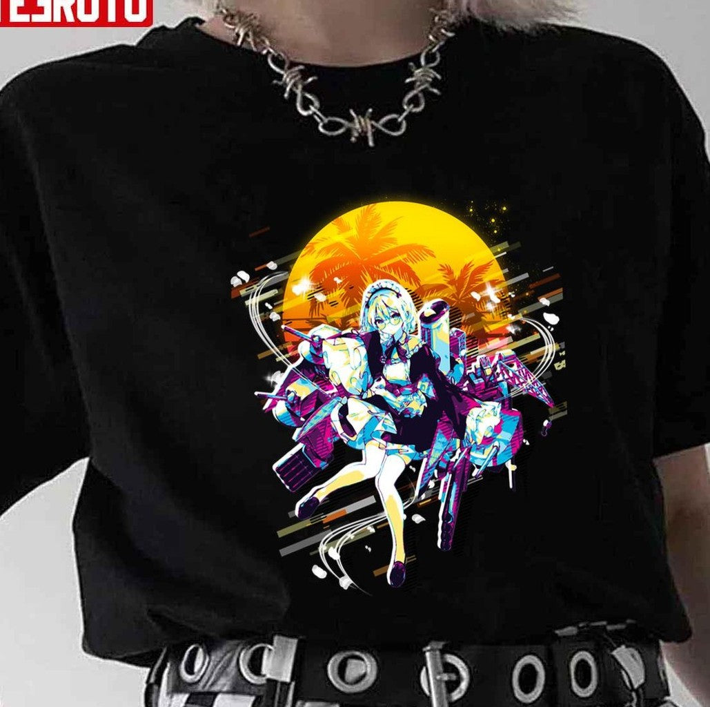 Neon Retro Azur Lane Enterprise Girl Unisex T-shirt - T-Shirt, Sweatshirt, Hoodie