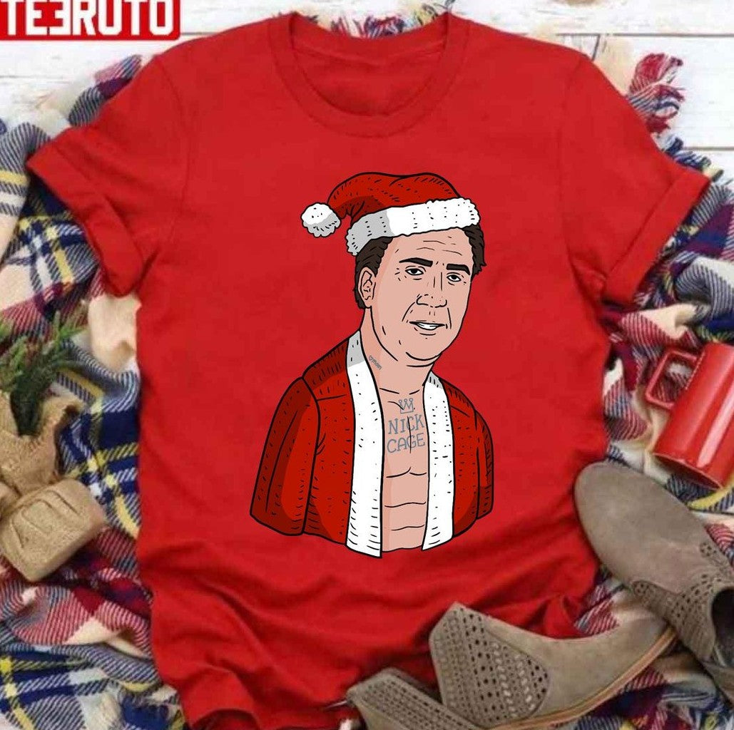 Nicolas Cage Christmas Santa Ugly Christmas Unisex T-Shirt - T-Shirt, Sweatshirt, Hoodie