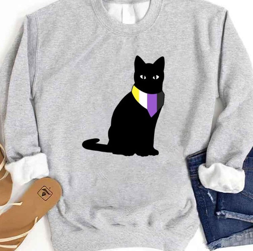 Nonbinary Pride Cat Lgbtq Pride Month Unisex Sweatshirt - T-Shirt, Sweatshirt, Hoodie