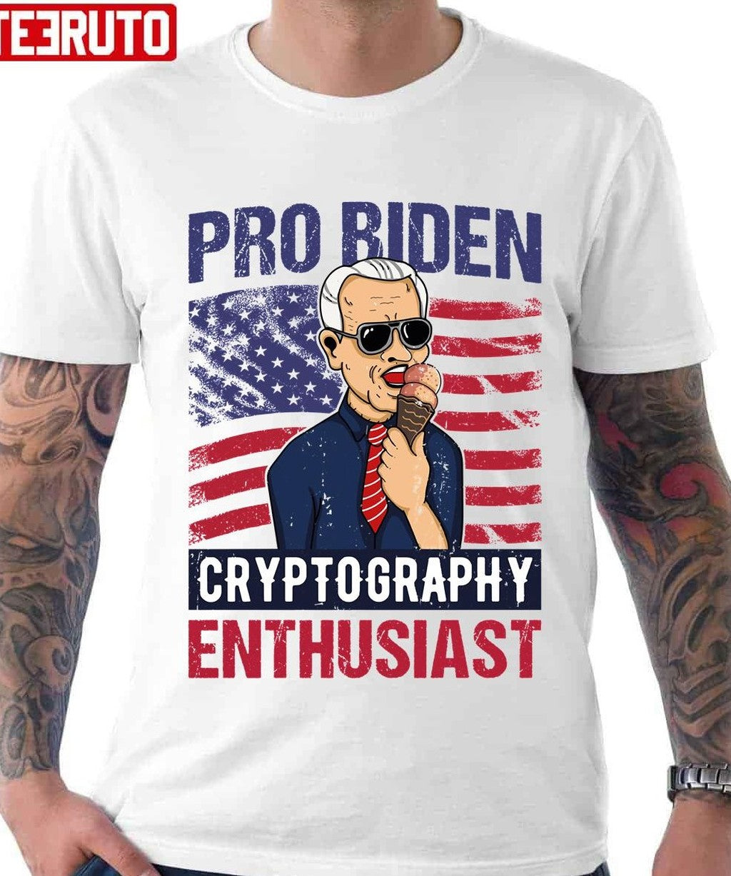 Pro Biden Cryptography Enthusiast Americab Flag Unisex T-Shirt - T-Shirt, Sweatshirt, Hoodie