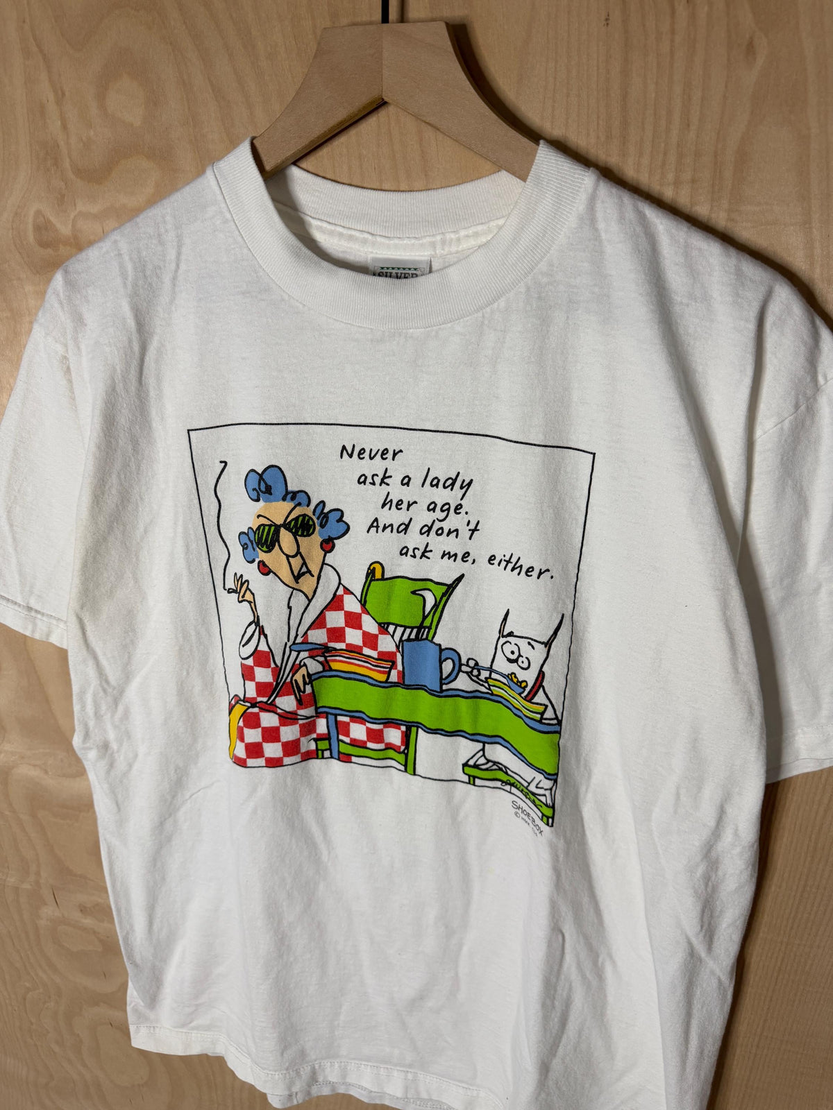 Vintage Never Ask Lady Age Don Either Shoebox Art - Adult & Kids T-Shirts, Sweatshirts & Hoodies apparel design preview 2