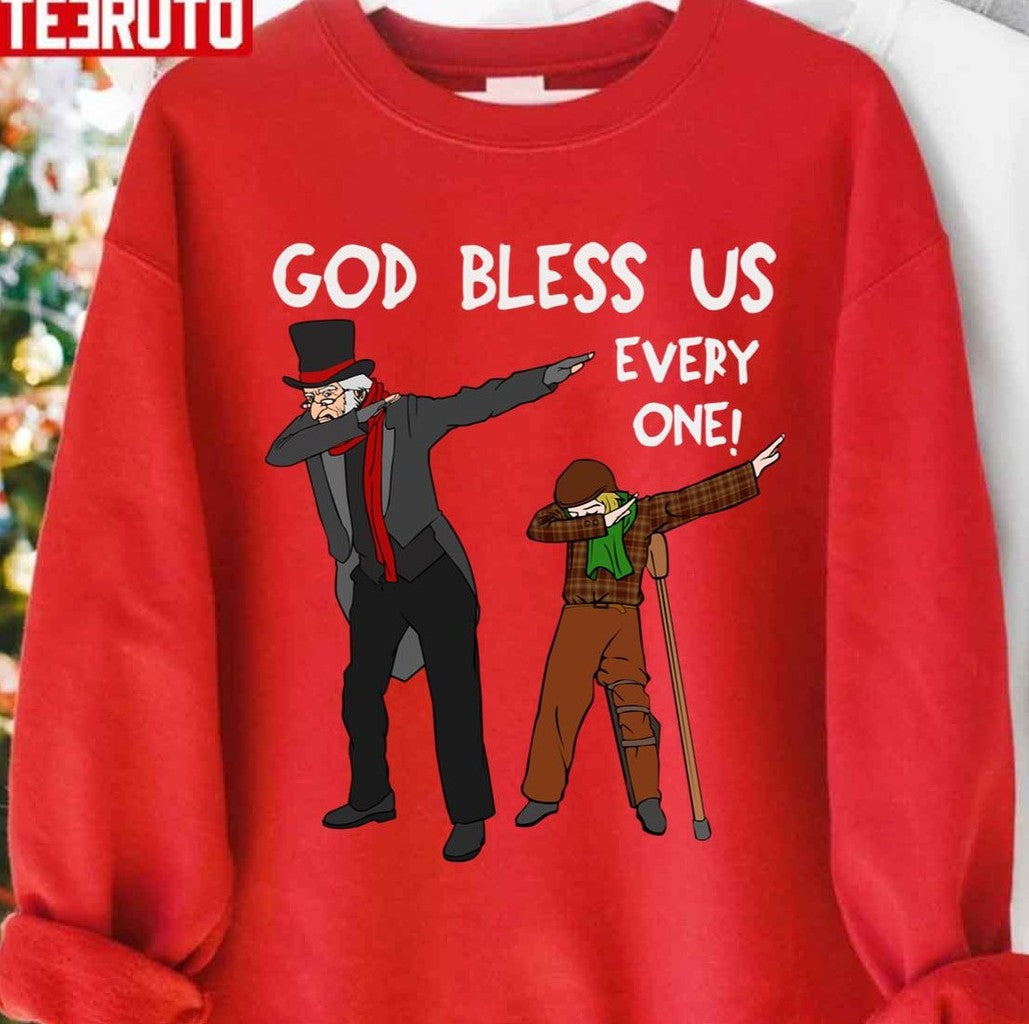Original Tiny Tim &amp; Scrooge Dabbing Christmas Design Unisex Sweatshirt - T-Shirt, Sweatshirt, Hoodie
