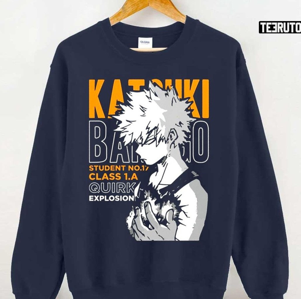 Quirk Explosion Bakugo Katsuki Mha Retro Unisex Sweatshirt - T-Shirt, Sweatshirt, Hoodie