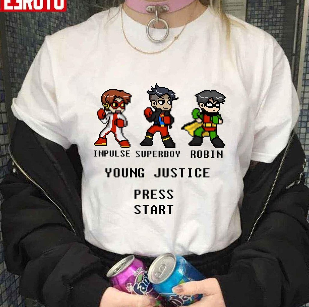 Press Start Game Young Justice Go Unisex T-shirt - T-Shirt, Sweatshirt, Hoodie