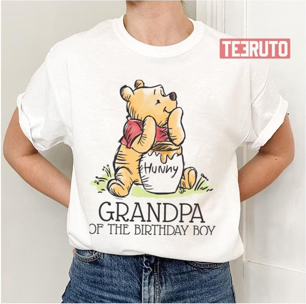 Pooh Watercolor First Birthday Grandpa Unisex T-Shirt - T-Shirt, Sweatshirt, Hoodie