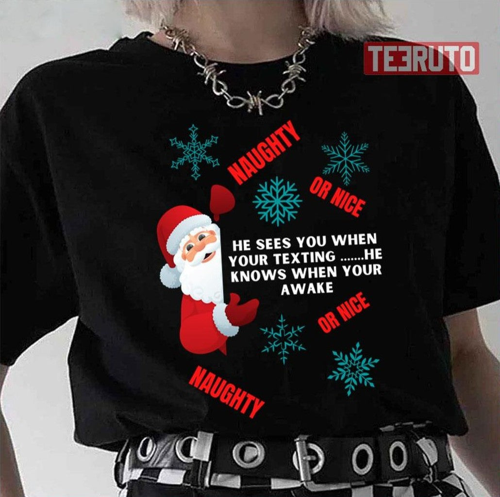 Nice Or Naughty Funny Merry The Nightmare Before C Unisex T-Shirt - T-Shirt, Sweatshirt, Hoodie
