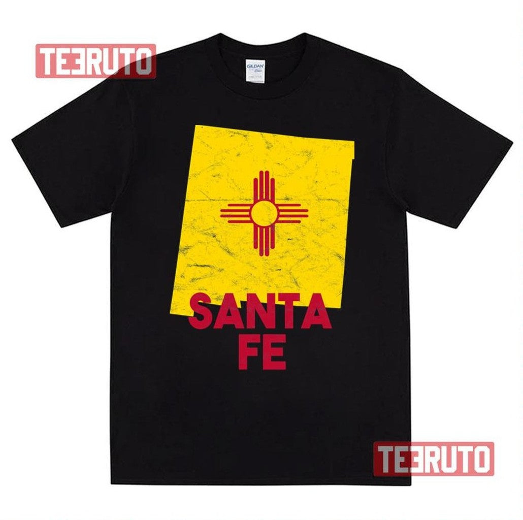 Santa Fe New Mexico Map Shaped State Flag Unisex T-Shirt - T-Shirt, Sweatshirt, Hoodie