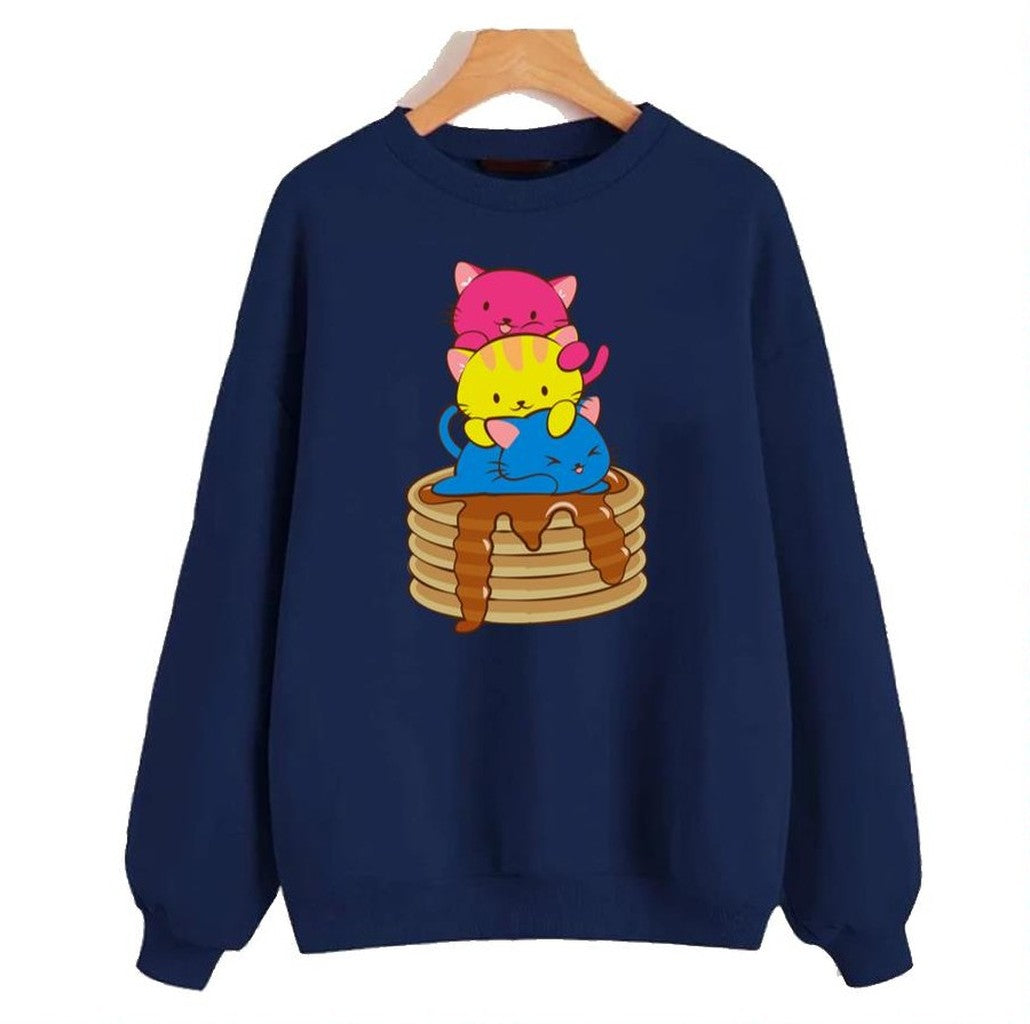 Pansexual Flag Kawaii Cats On Pancakes Lgbtq Pride Month Unisex Sweatshirt - T-Shirt, Sweatshirt, Hoodie