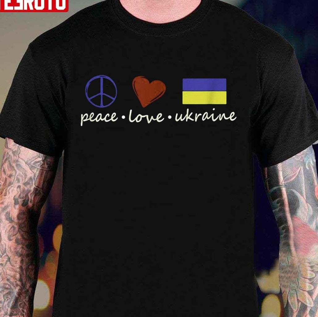 Peace Love Stand With Ukraine Unisex T-Shirt - T-Shirt, Sweatshirt, Hoodie